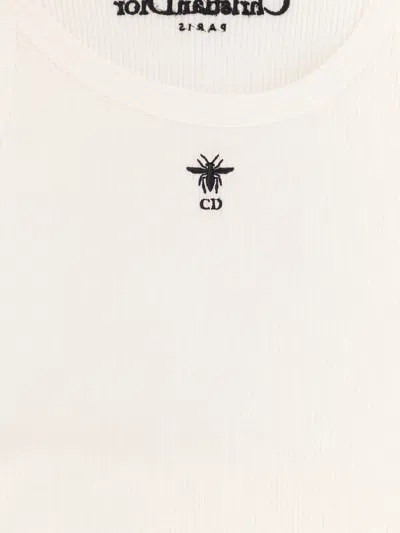 Dior Women Ribbed Cotton Tank Top In White