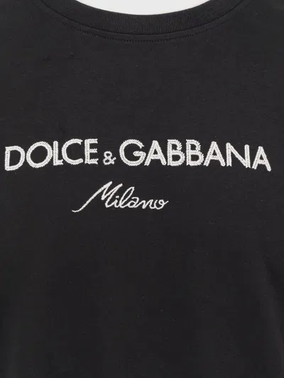 Dolce & Gabbana Logo-embroidered Layering Cotton T-shirt In Black