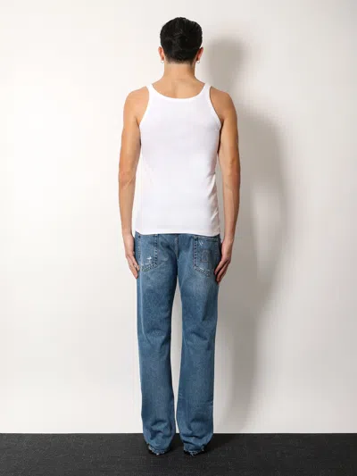 Dolce & Gabbana White Stripe Tank Top In Multi
