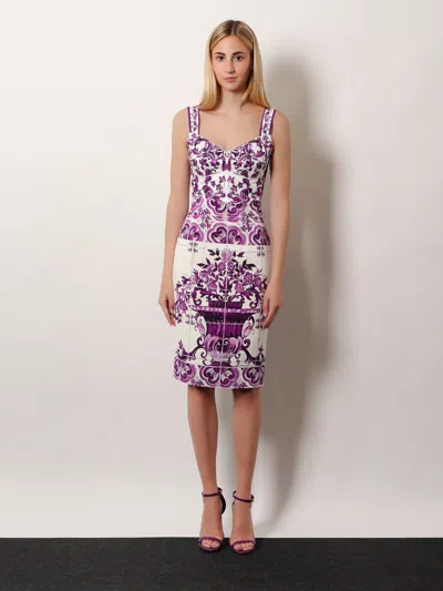 Dolce & Gabbana Maiolica Print Bustier Top In Multi