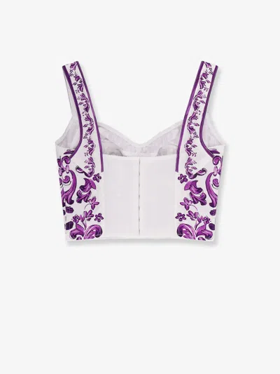 Dolce & Gabbana Maiolica Print Bustier Top In Multi