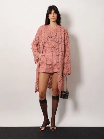 Dolce & Gabbana Cordonetto Lace T-shirt In Pink