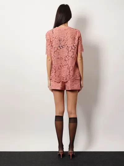 Dolce & Gabbana Cordonetto Lace T-shirt In Pink