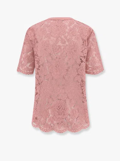 Dolce & Gabbana Cordonetto Lace T-shirt In Pink