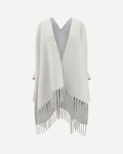 Brunello Cucinelli Cashmere Wool Blend Poncho Cape In Gray