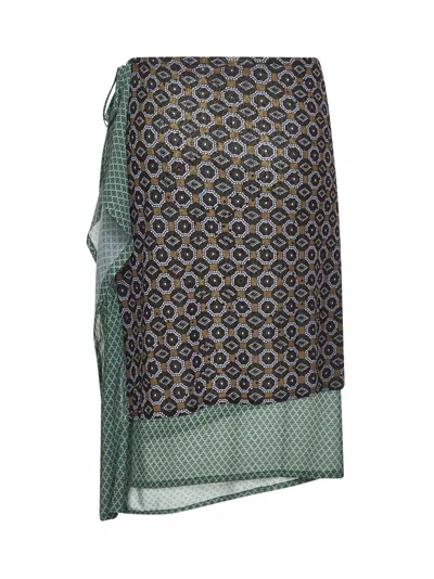 Dries Van Noten Women Printed Stretch Nylon Omili Skirt In Green