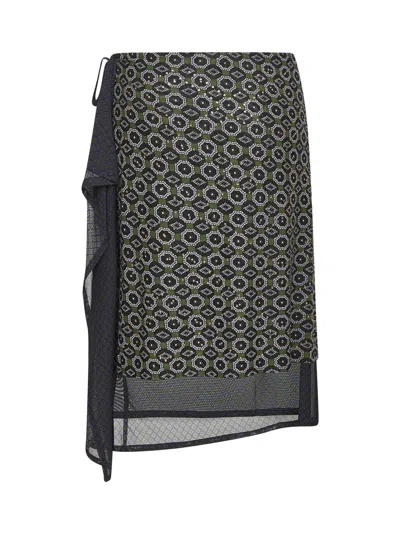 Dries Van Noten Asymmetric Skirt Featuring Geometric Design In Black