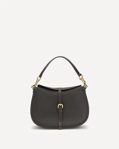 Etro Women Medium Grained Leather Shoulder Bag With Buckle In Black