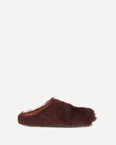 Marni Dark Red Leather Sandals In Multi