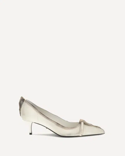 Prada Exposed Seam Kitten Heel Pump In White