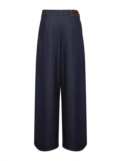 Dries Van Noten Indigo High-waisted Wide-leg Jeans With Exaggerated Length In Blue
