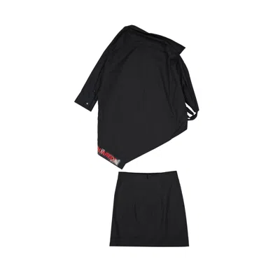 Dsquared2 Asymmetric Black Cotton Suit In Black