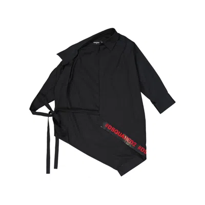 Dsquared2 Asymmetric Black Cotton Suit In Black