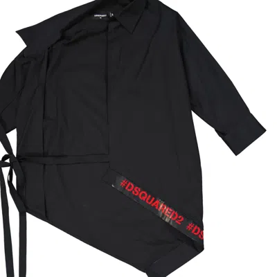 Dsquared2 Asymmetric Black Cotton Suit In Black