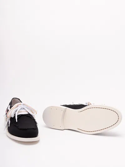 Dsquared2 D2 X Magliano Black Loafers With Logo Patch On The Side And Front Laces In Cotton Man In Multi