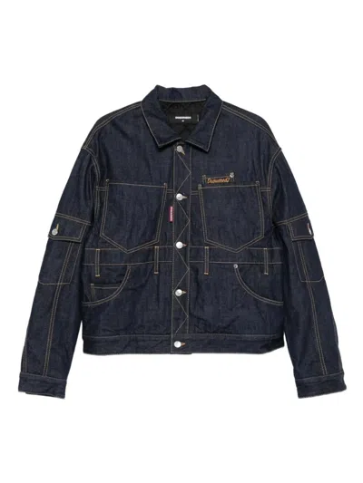 Dsquared2 Multi-pocket Panelled Denim Jacket In Blue