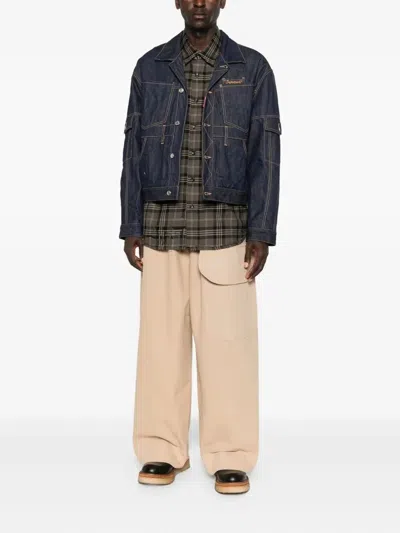 Dsquared2 Multi-pocket Panelled Denim Jacket In Blue