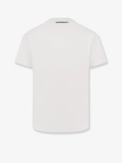 Dsquared2 White Crewneck T-shirt With Print On The Front And Logo Lettering On The Rear In White