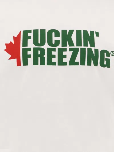 Dsquared2 White Crewneck T-shirt With Print On The Front And Logo Lettering On The Rear In White