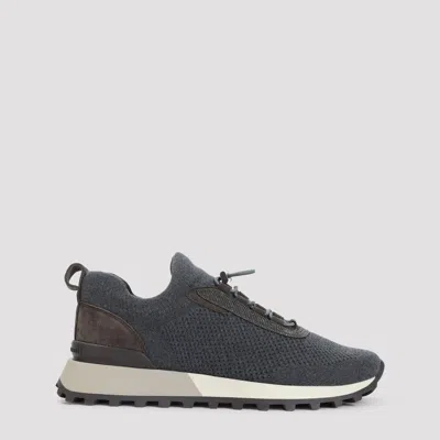 Brunello Cucinelli Women Runners In Techno Fabric And Calfskin With Precious Trim In Black