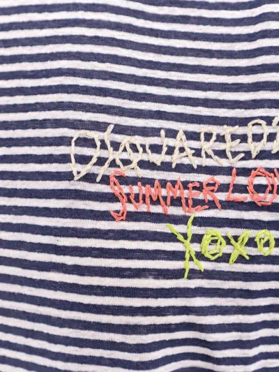 Dsquared2 Summer Lovers Linen Stripe T-shirt In Multi