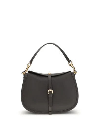 Etro Women Medium Grained Leather Shoulder Bag With Buckle In Black