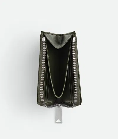 Bottega Veneta Intrecciato Stamp Compact Zip Around Wallet In Green