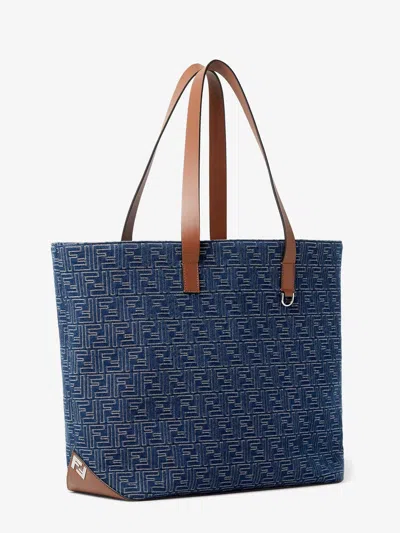 Fendi Ff Jacquard Medium Tote Bag In Blue