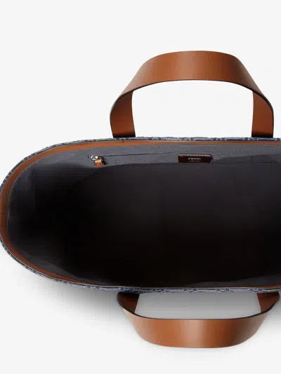 Fendi Ff Jacquard Medium Tote Bag In Blue