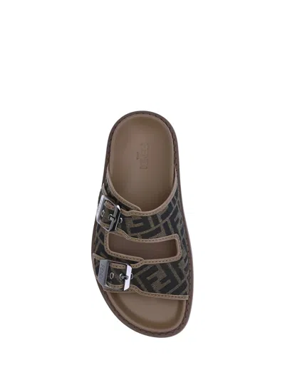 Fendi Men Ff Sandals In Brown