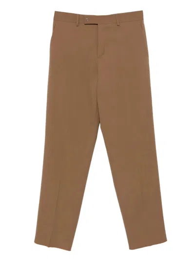 Fendi Men Beige Pants With Belt Loops And Ff Plaque On The Loop In Wool Woman In Brown