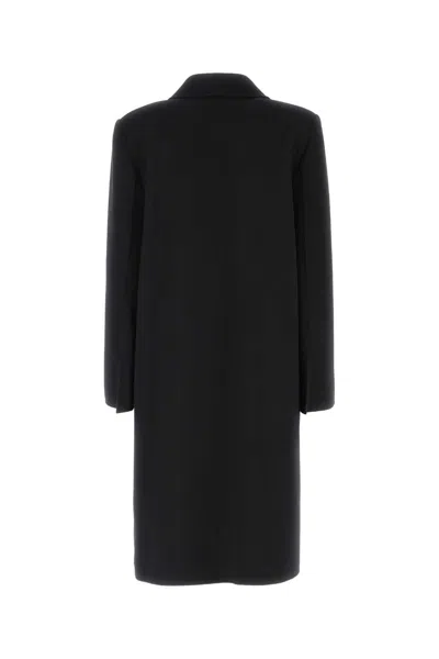 Fendi Straight-fit Midi Coat With Side Slits At The Bottom In Black