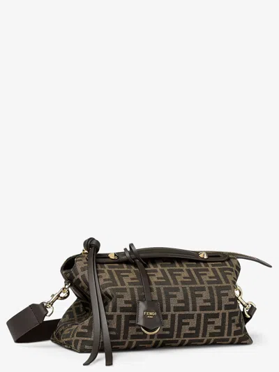 Fendi Women By The Way Soft Medium Ff Jacquard Fabric And Leather In Brown