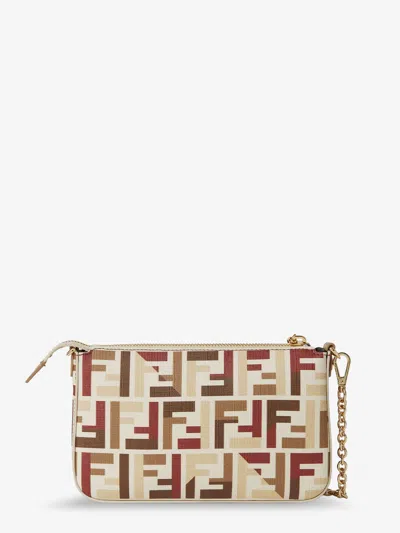 Fendi Pouch With Chain In Multicolor Ff Fabric In Multi