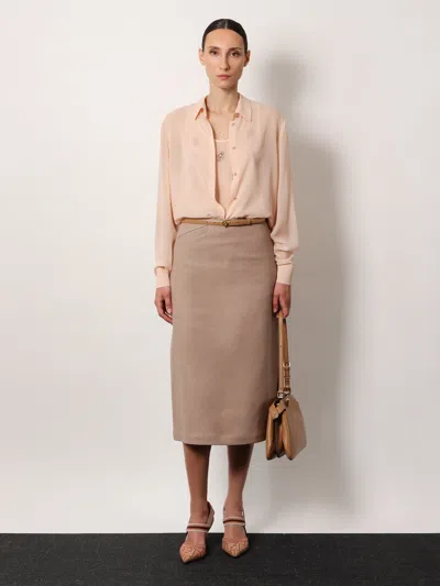 Fendi Women Georgette Top With Rhinestones And Sequins Embroidery In Multi