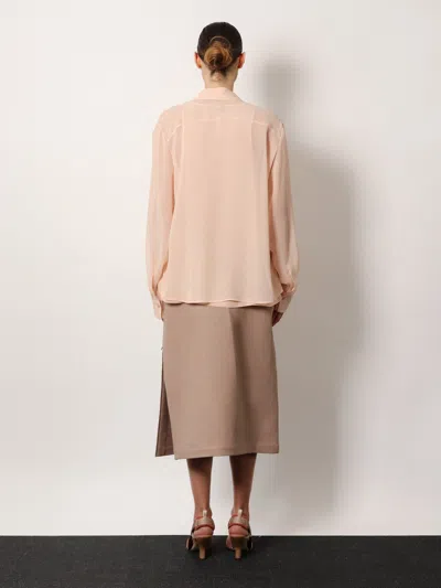 Fendi Women Georgette Top With Rhinestones And Sequins Embroidery In Multi