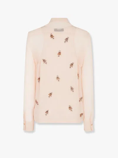 Fendi Women Georgette Top With Rhinestones And Sequins Embroidery In Multi