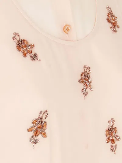 Fendi Women Georgette Top With Rhinestones And Sequins Embroidery In Multi