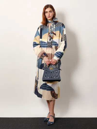 Fendi Women Peekaboo Iseeu Small Leather Shoulder Bag With Laser-cut Coral Bandana Motif In Multi