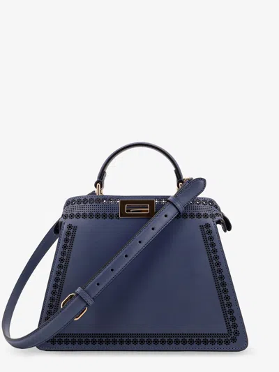 Fendi Women Peekaboo Iseeu Small Leather Shoulder Bag With Laser-cut Coral Bandana Motif In Multi