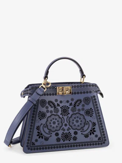 Fendi Women Peekaboo Iseeu Small Leather Shoulder Bag With Laser-cut Coral Bandana Motif In Multi