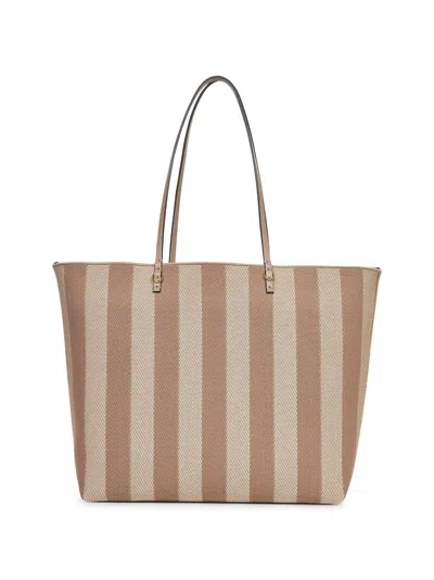 Fendi Pequin Striped And Ff Fabric Roll Large Reversible Shopper In Multi