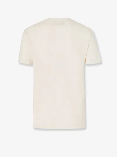 Fendi Beige Cotton And Linen T-shirt With Logo In Neutral