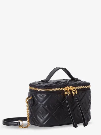 Fendi Black Calf Leather Bos Taurus Shoulder Bag In Black