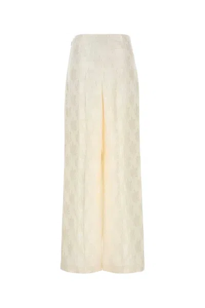 Fendi Pantalone Dalla Gamba Ampia In Seta Bianca Donna In White