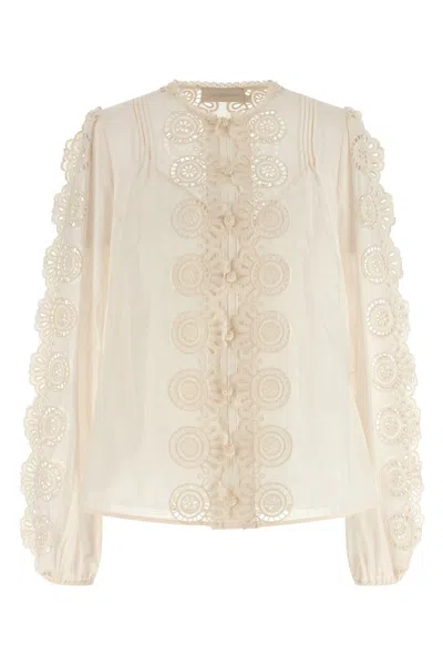 Zimmermann Lucky Embroidered Blouse In Ivory In Neutral