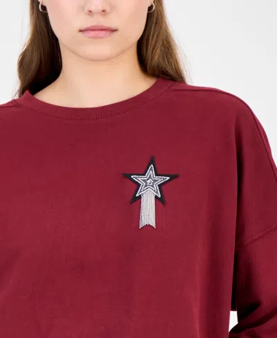 Hugo Boss Boss Orange Star Logo Embroidered Sweatshirt In Red