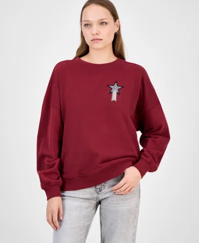 Hugo Boss Boss Orange Star Logo Embroidered Sweatshirt In Red