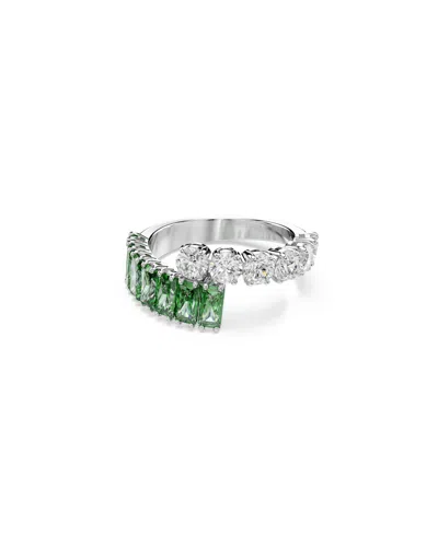 Swarovski Green Rhodium Plated Matrix Ring In Metallic