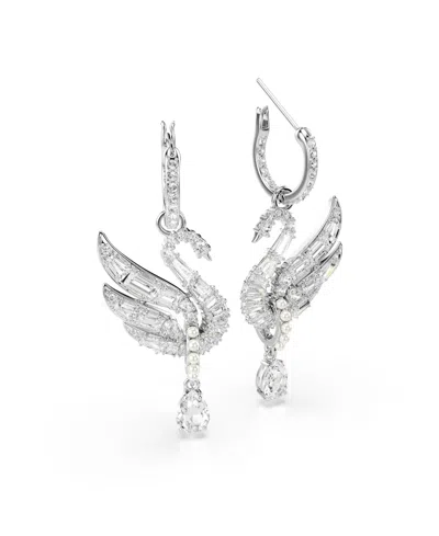 Swarovski Swan Vienna Rhodium Plated Earrings In Metallic